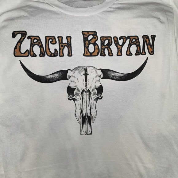 Zach Bryan Bull Skull Western Tee Graphic Short Sleeve T-Shirt - Picture 3 of 6
